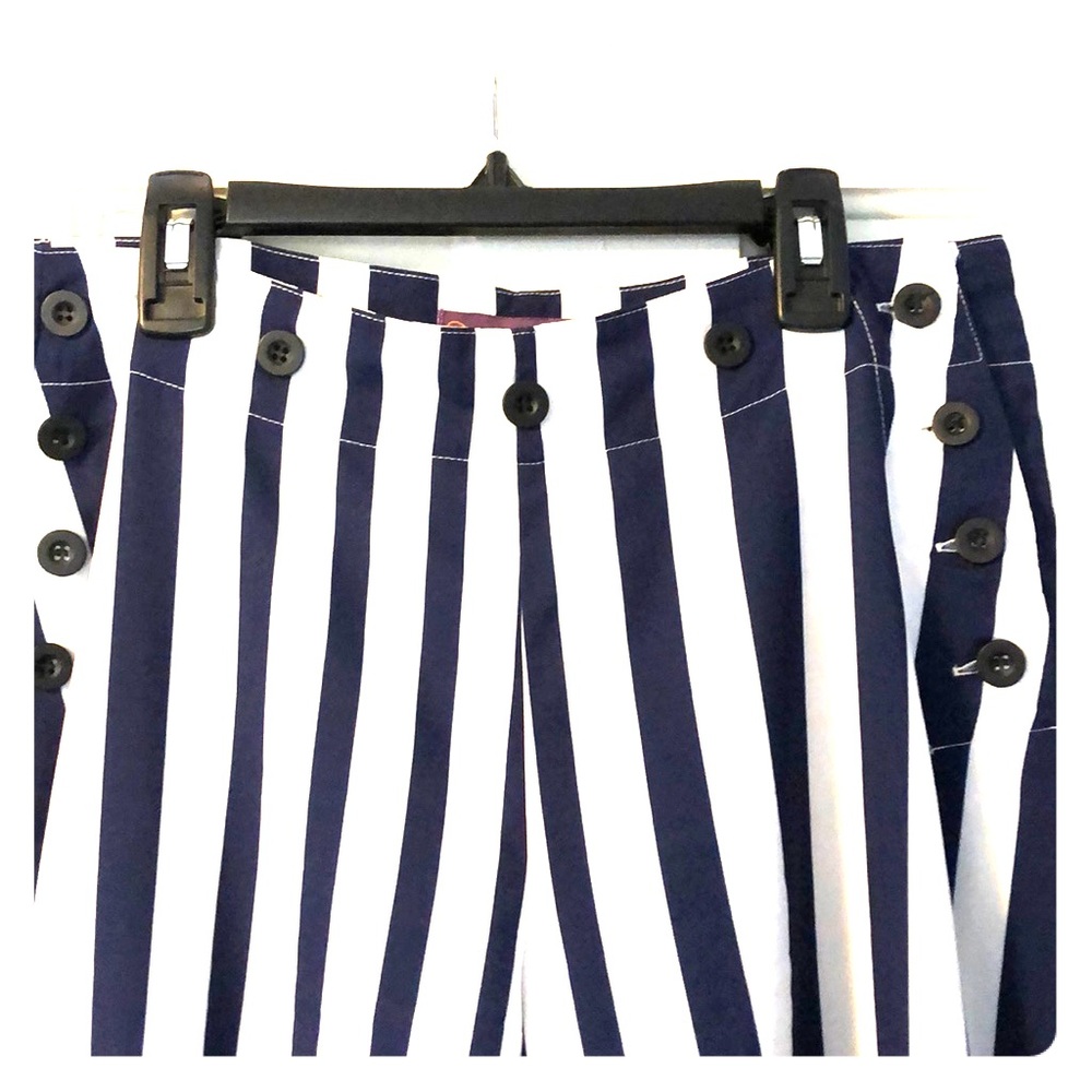Navy Blue/ White Stripe Sailor Style Slacks